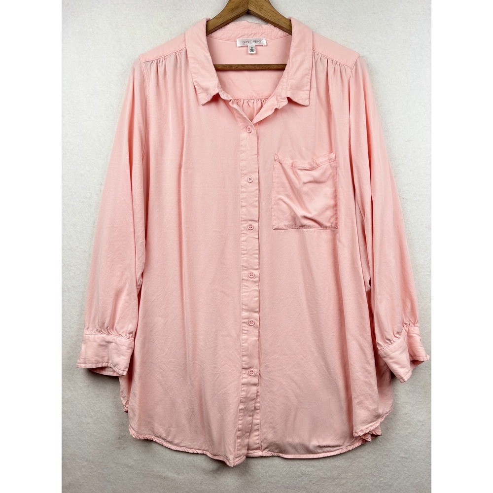 Daily Thread Button Down Shirt Womens 3X Relaxed‎ Fit Pocket Top